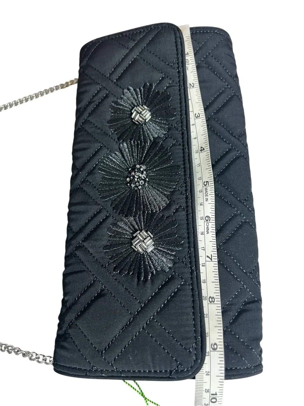 Vera Bradley Celebration Clutch Midnight Blossoms Quilted Chain Crossbody NWT